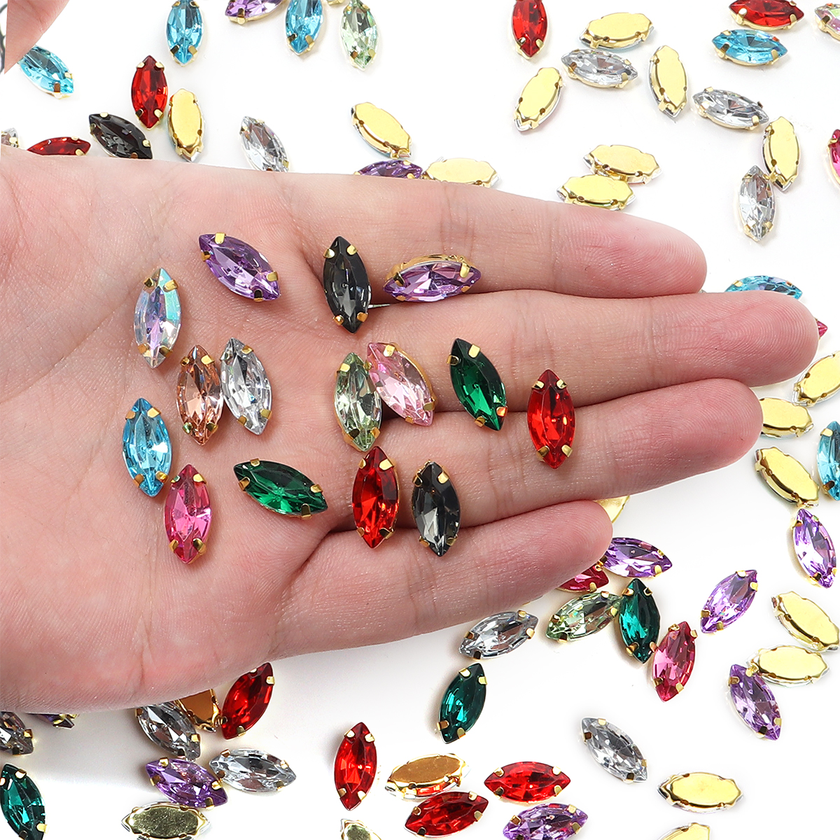 50pcs Horse Eye Shape Stainles – обзор и цена Sew On Rhinestone
