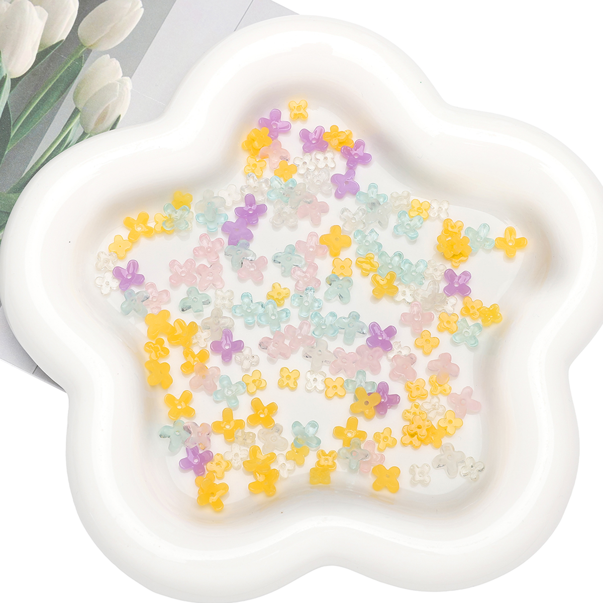 20pcs 5 7mm Resin 4 Petals Flo – обзор и цена Embellishment Crafts