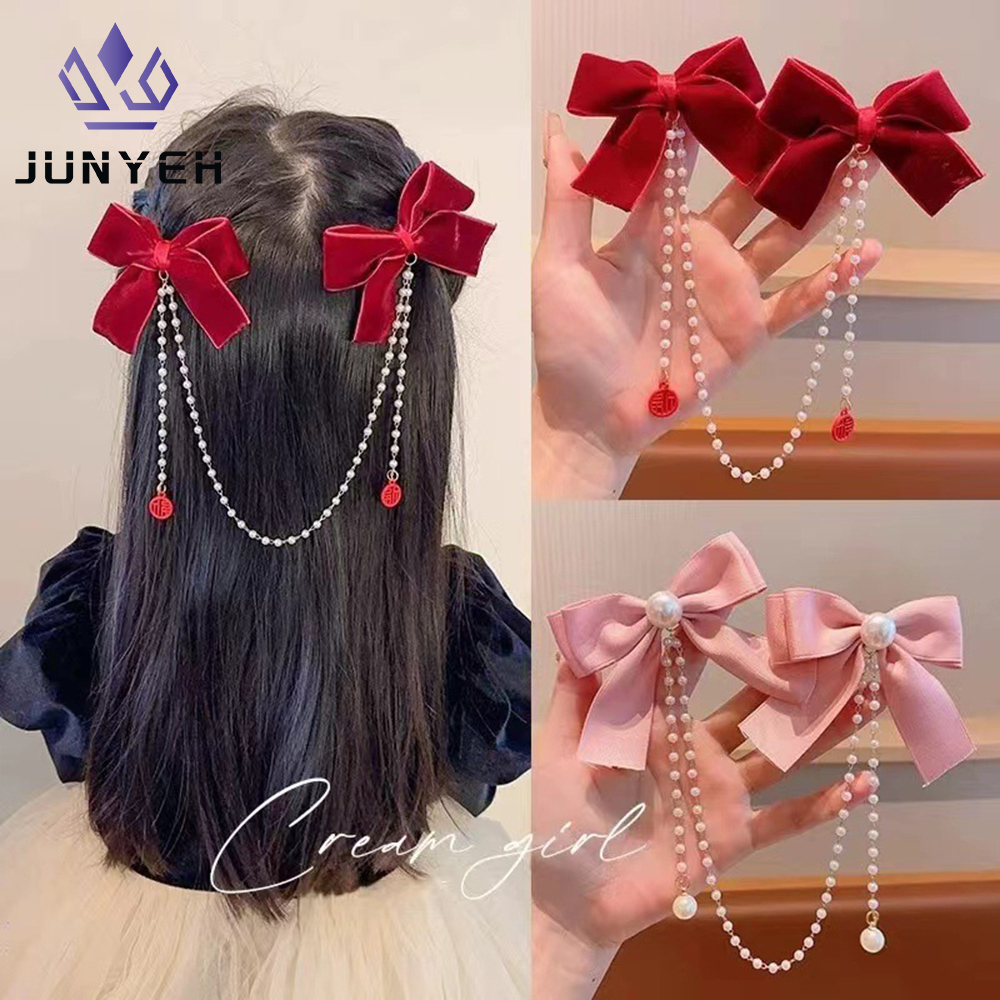Children's Bow Hair Clip Baby  – обзор и цена Pearl Trim Chain