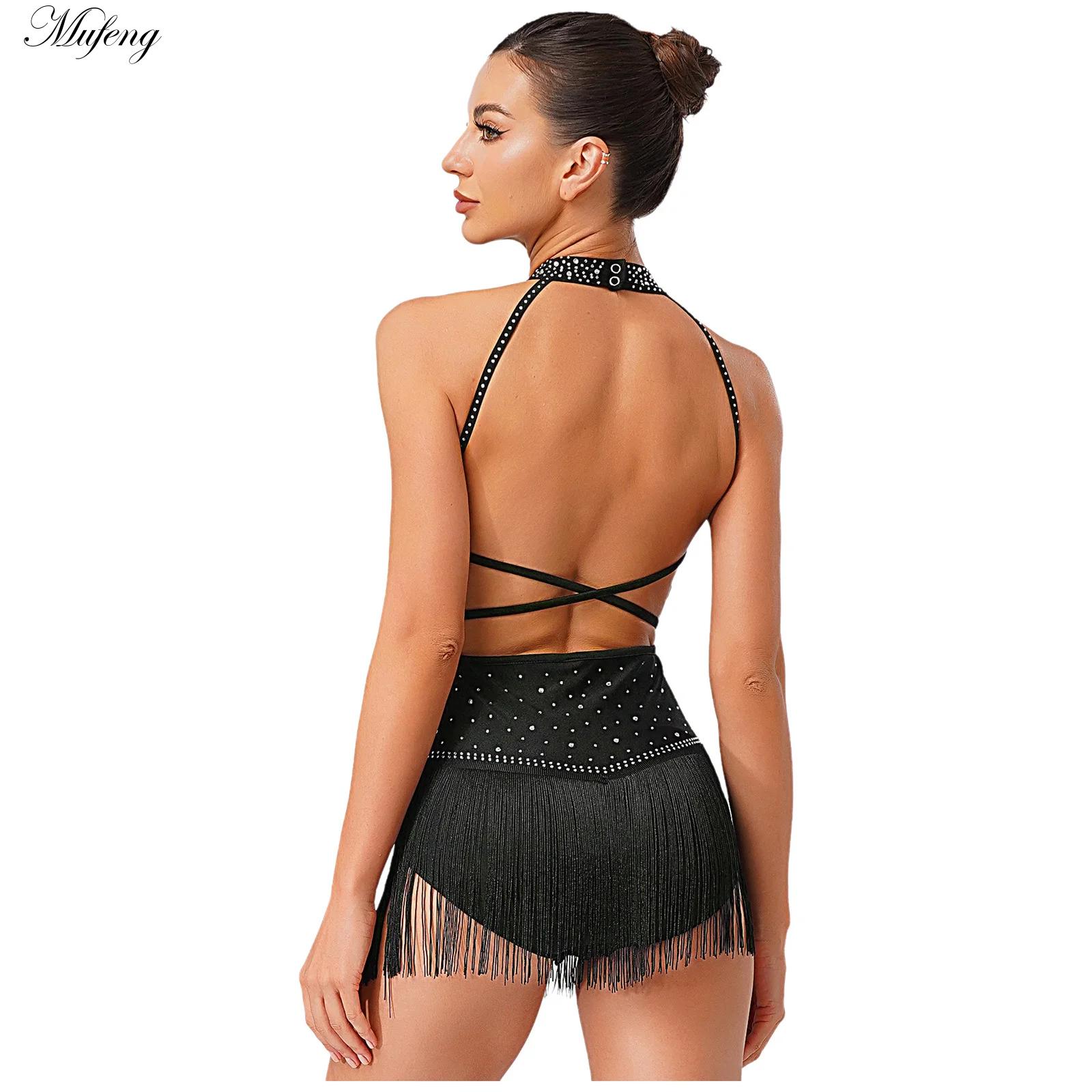 Women Dance Rhythmic Dresses S – обзор и цена Rhinestone Banding Trim