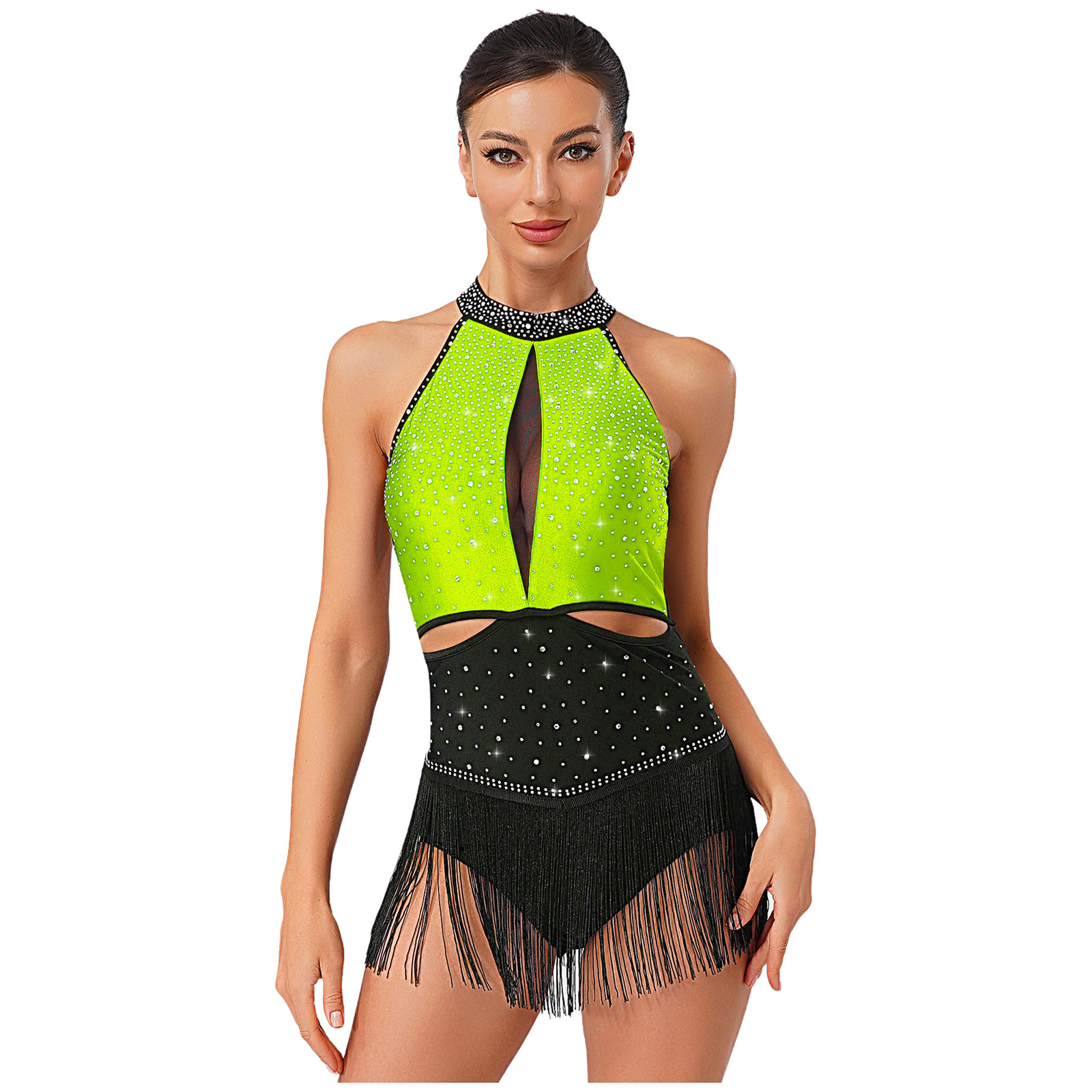 Women Dance Rhythmic Dresses S – обзор и цена Rhinestone Banding Trim