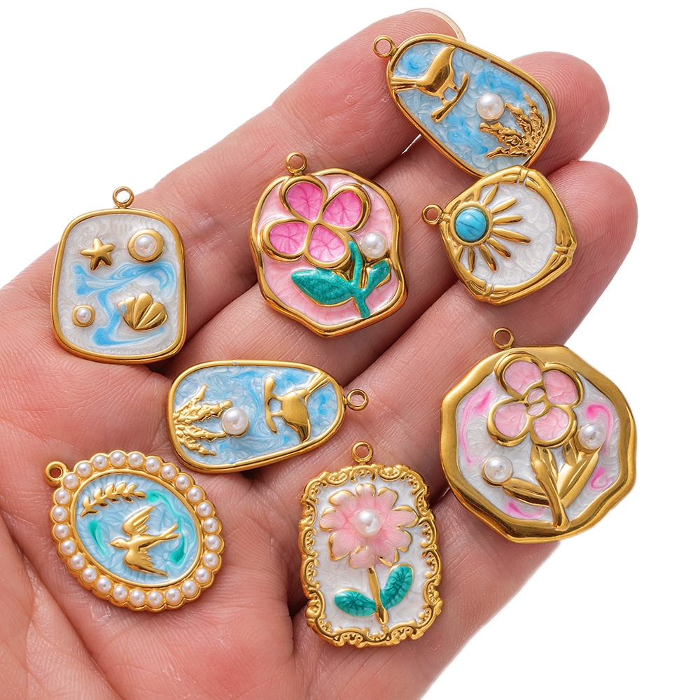 2pcs Gold Stainless Steel Enam – обзор и цена Embellishment Crafts