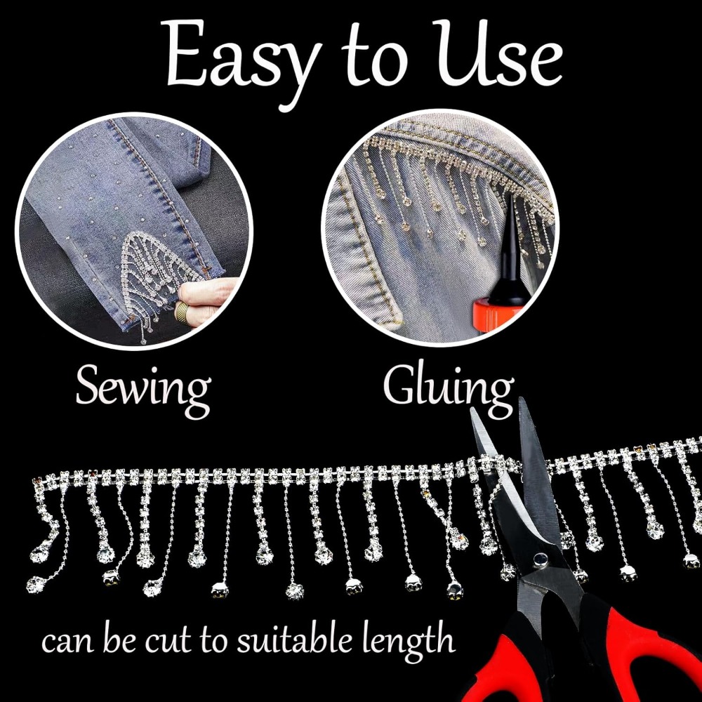 2 Yards Rhinestone Fringe Trim – обзор и цена Beaded Trim Fringe