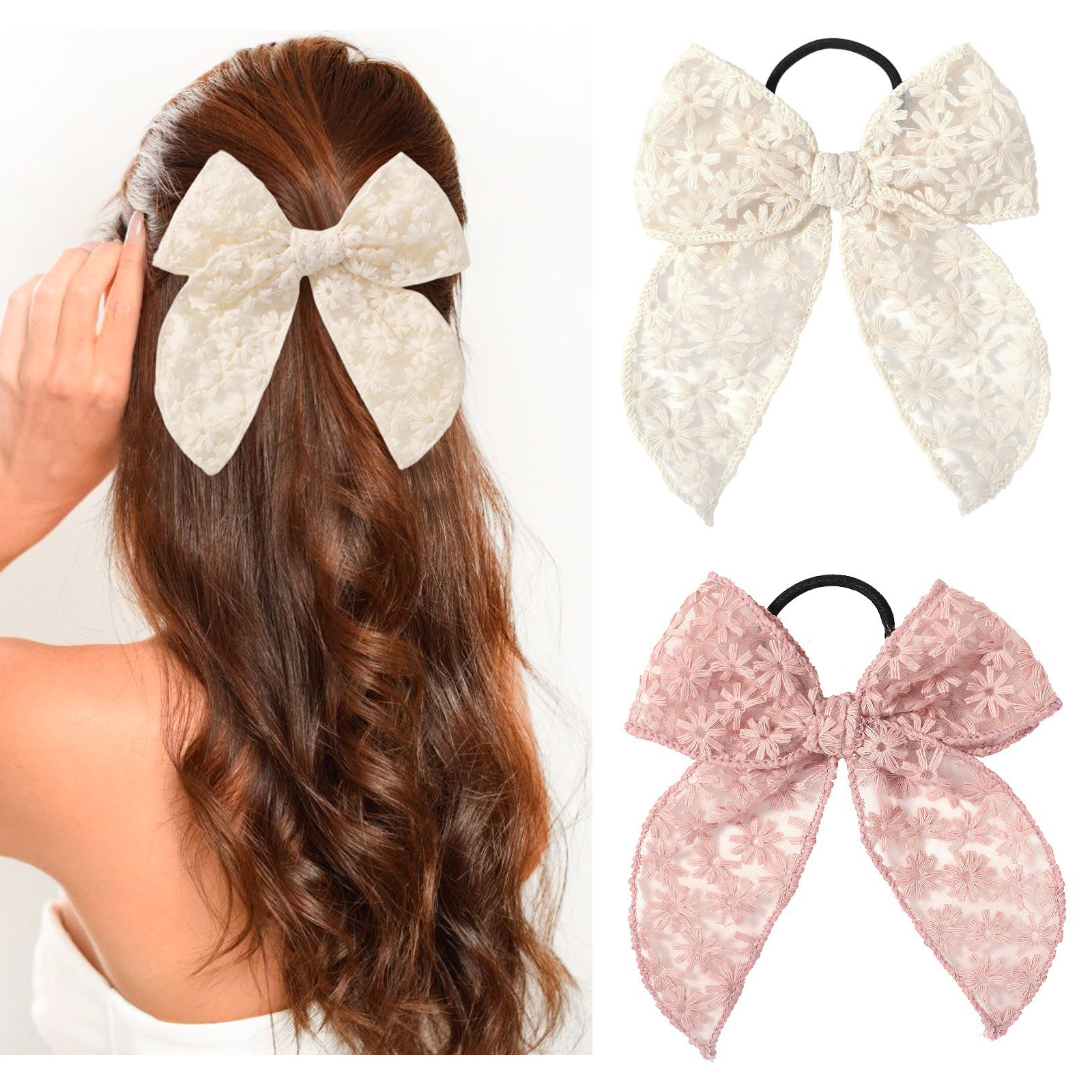 Elegant Lace Bow Hair Tie for  – обзор и цена Elastic Lace Trim
