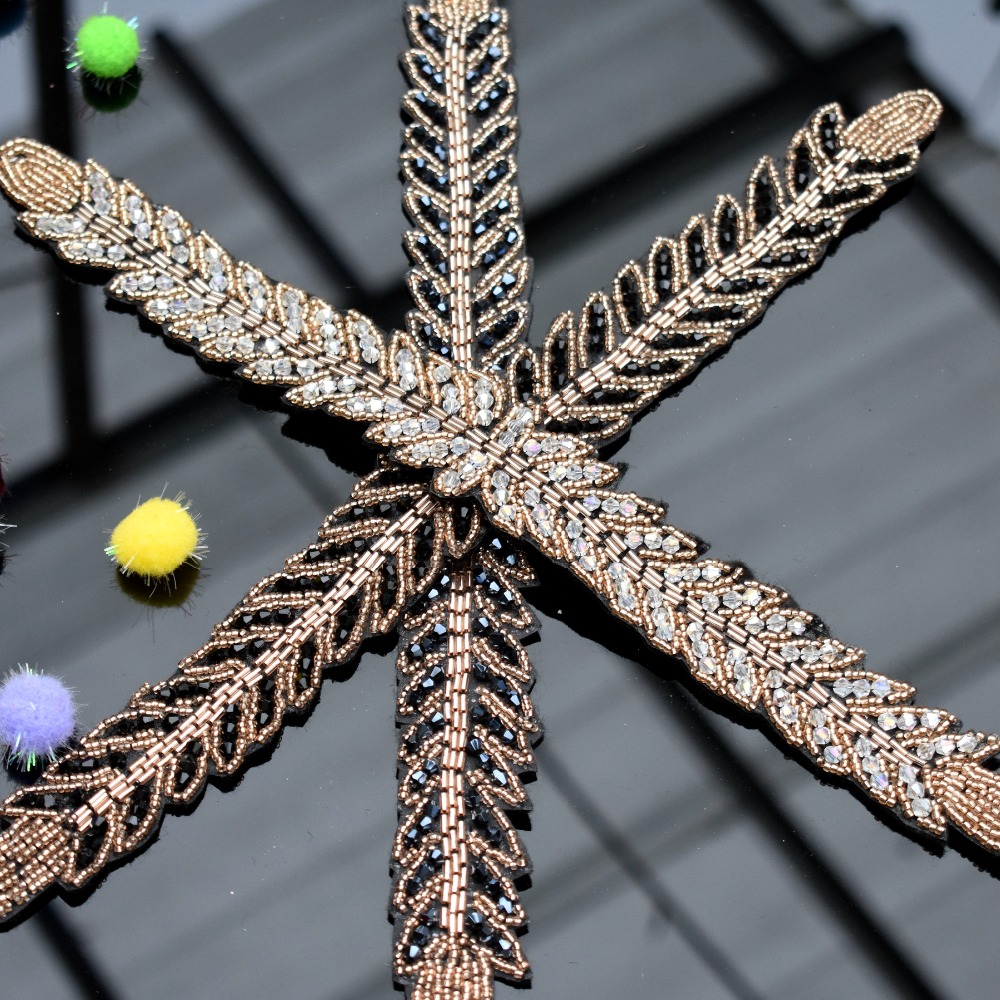 Long leaves leaf handmade appl – обзор и цена Beaded Trim Fringe