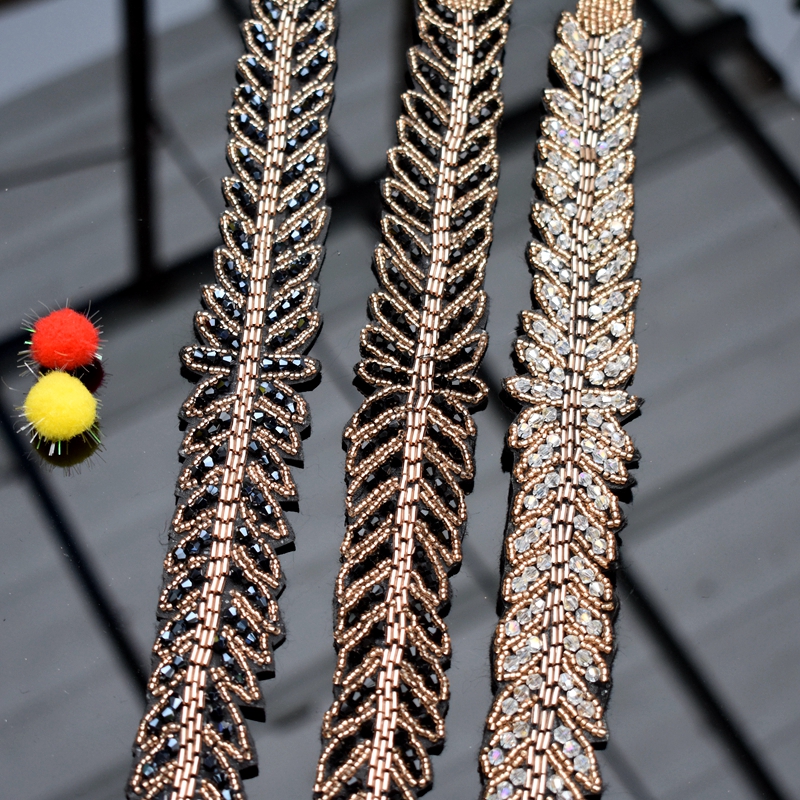 Long leaves leaf handmade appl – обзор и цена Beaded Trim Fringe