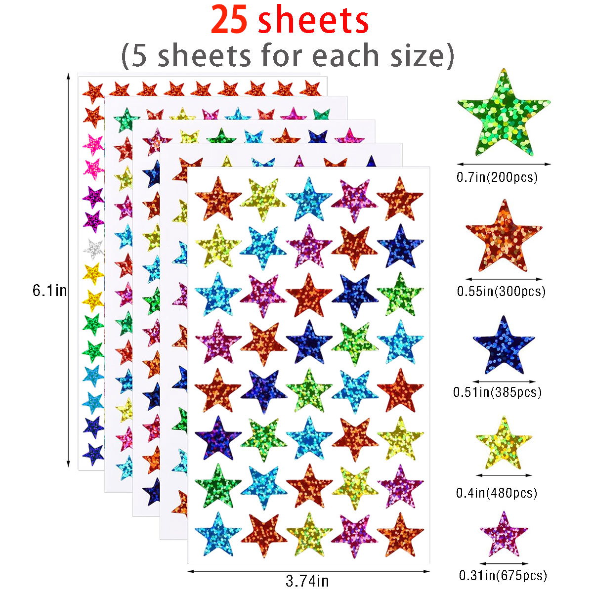 25 sheets Star Stickers 2040pc – обзор и цена Glitter Vinyl Roll
