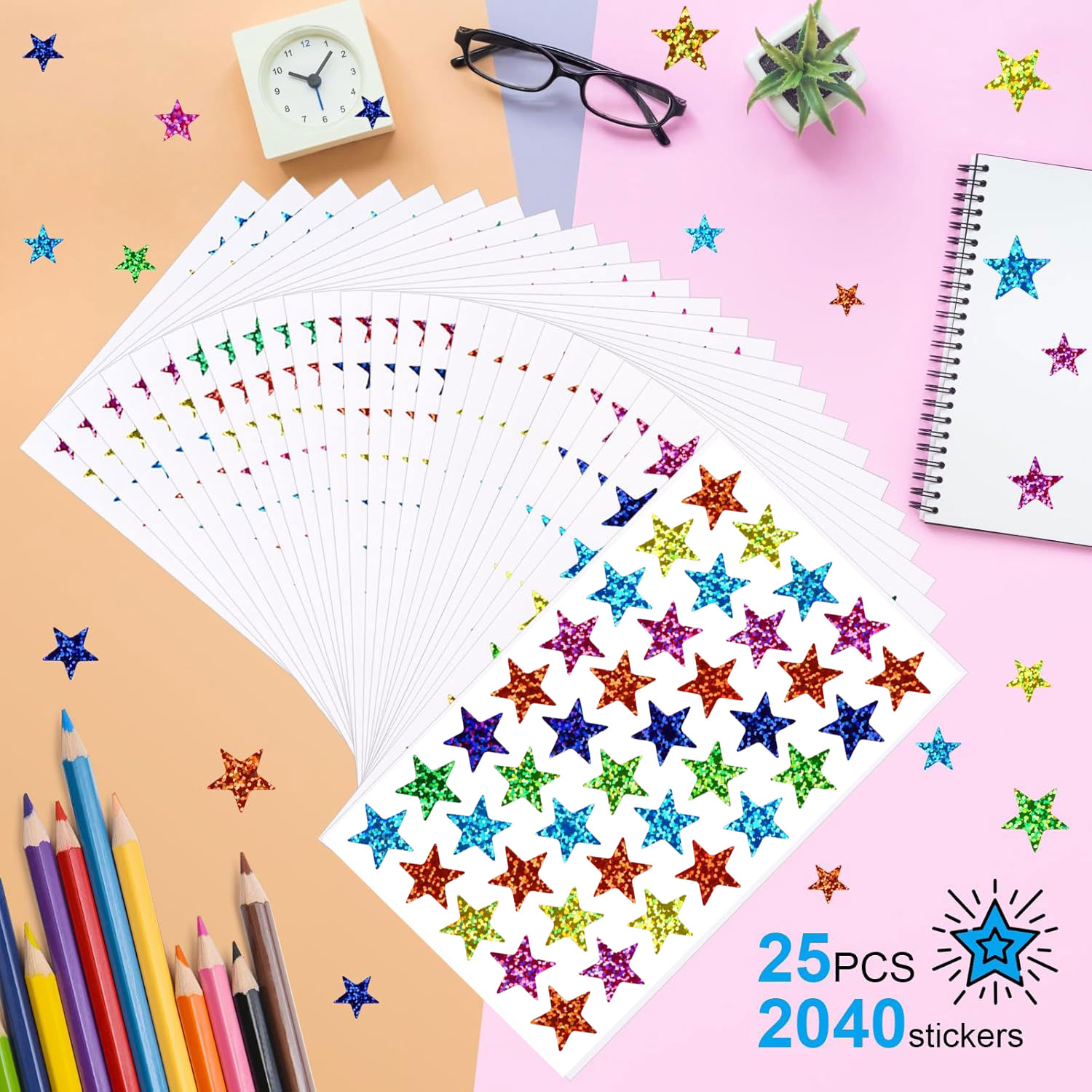 25 sheets Star Stickers 2040pc – обзор и цена Glitter Vinyl Roll