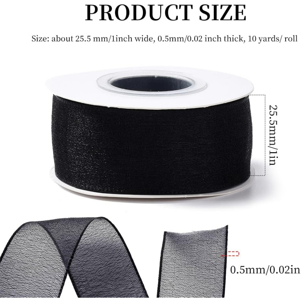 1Inch Black Organza Ribbon Wir – обзор и цена Organza Ribbon Spool