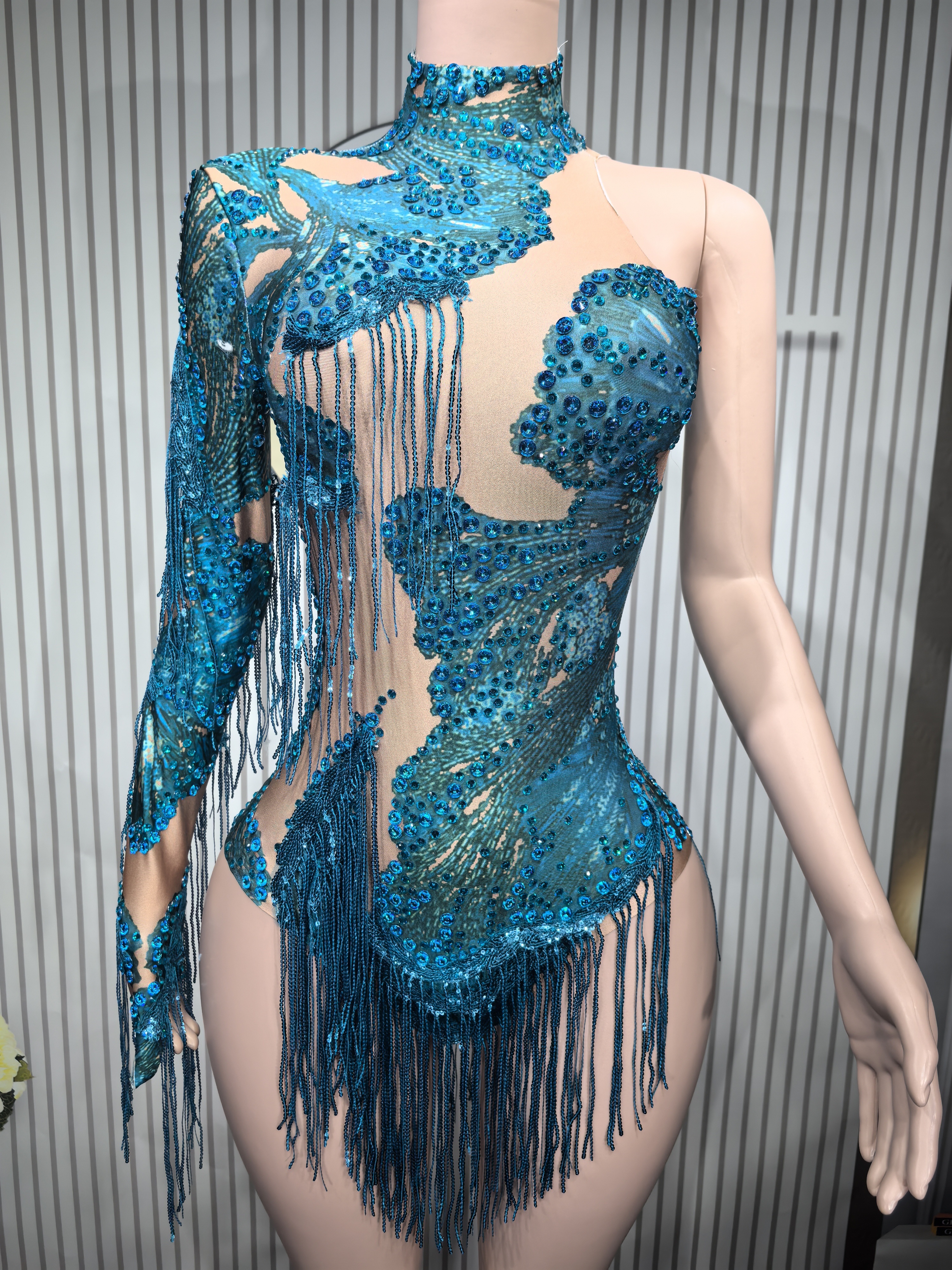 Sexy Skinny Leotard Singer Dan – обзор и цена Rhinestone Banding Trim
