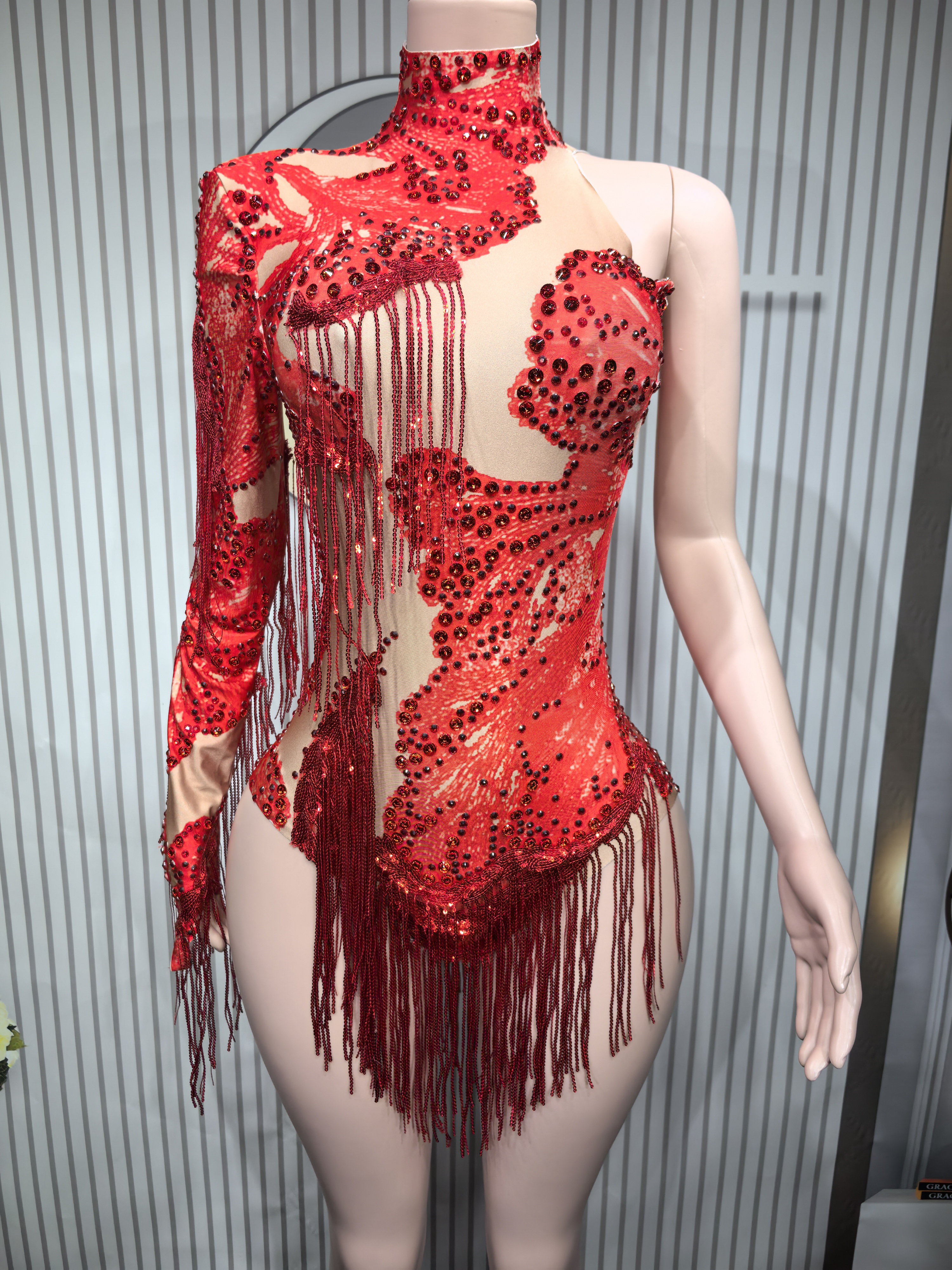 Sexy Skinny Leotard Singer Dan – обзор и цена Rhinestone Banding Trim