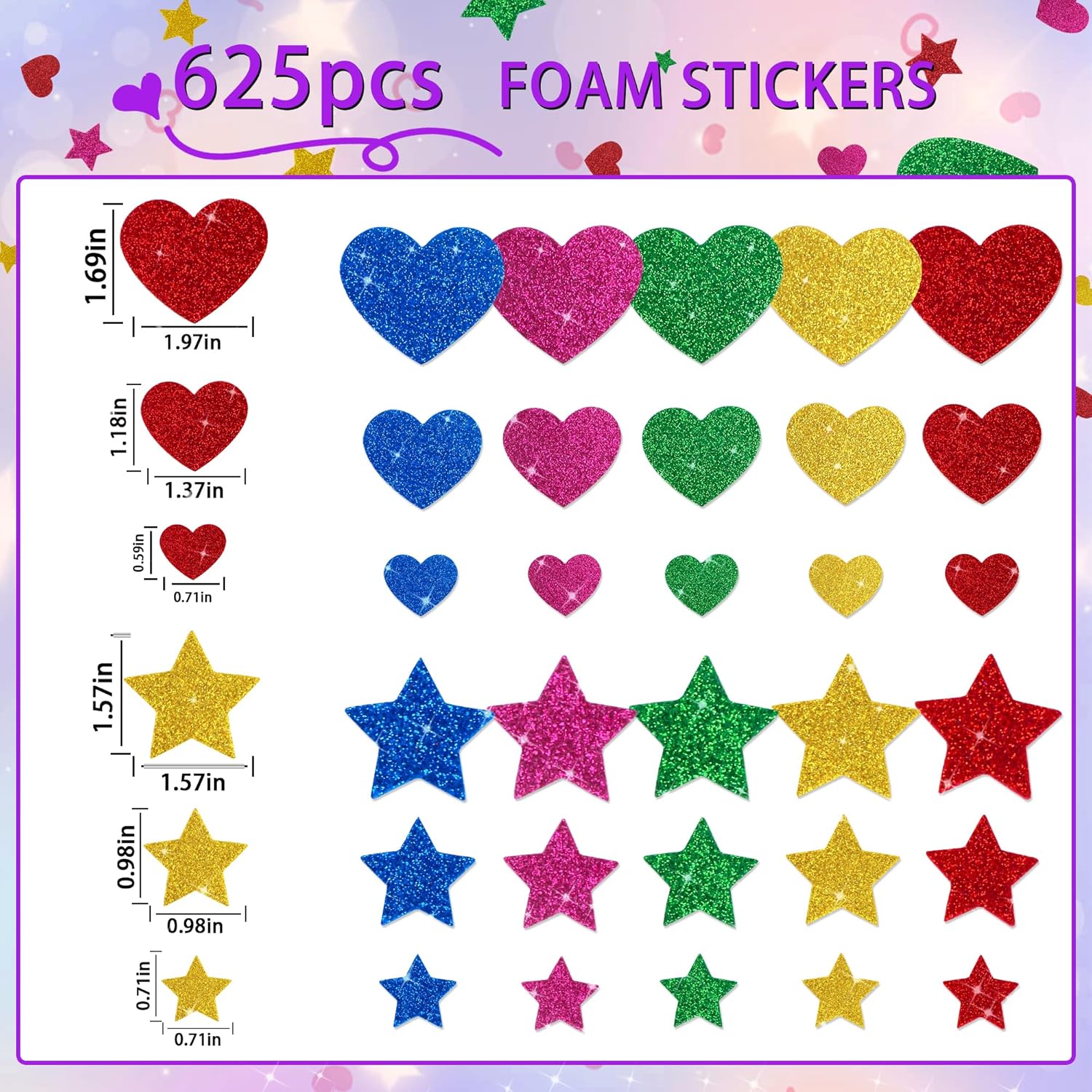 625Pcs Glitter Heart Foam Stic – обзор и цена Glitter Vinyl Roll