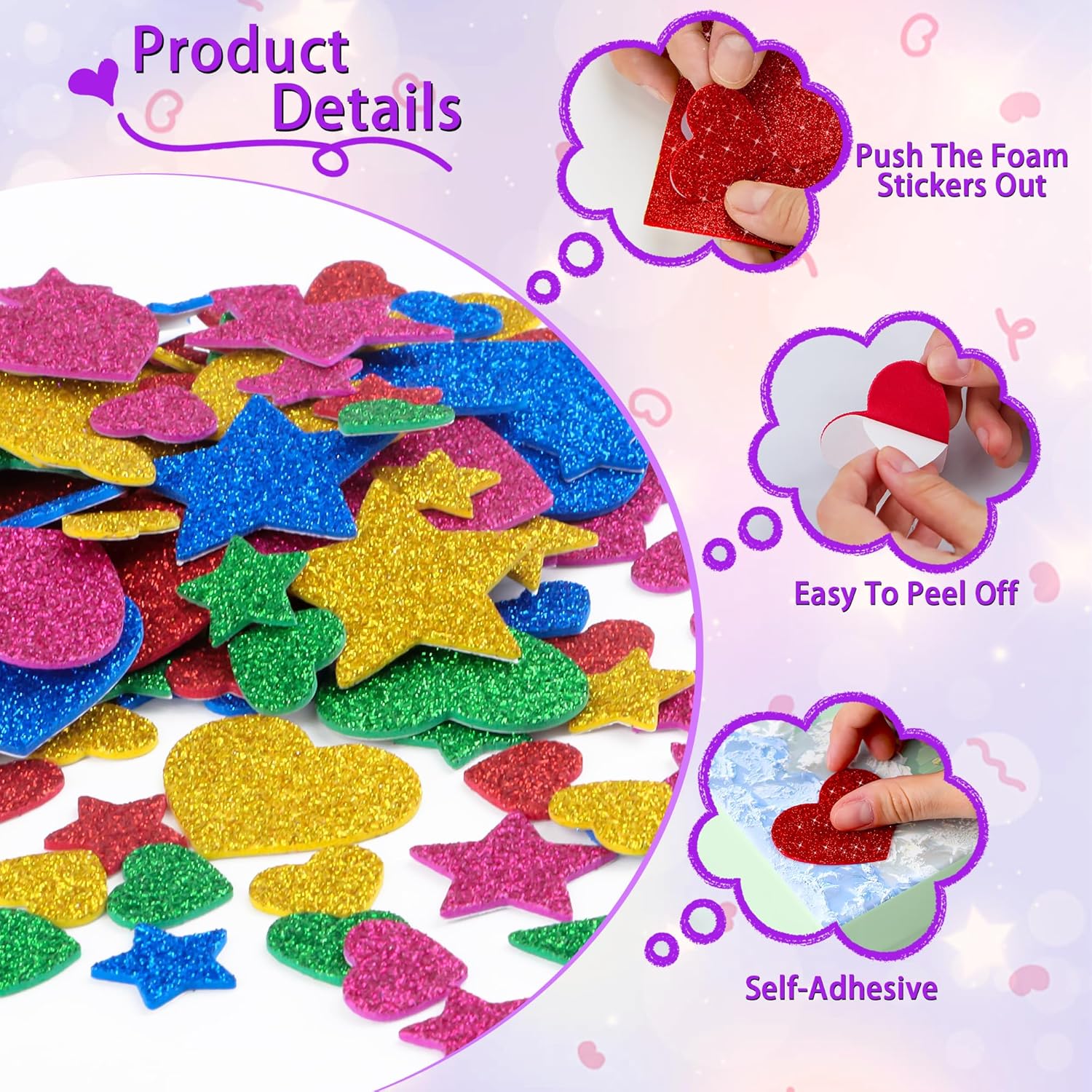 625Pcs Glitter Heart Foam Stic – обзор и цена Glitter Vinyl Roll