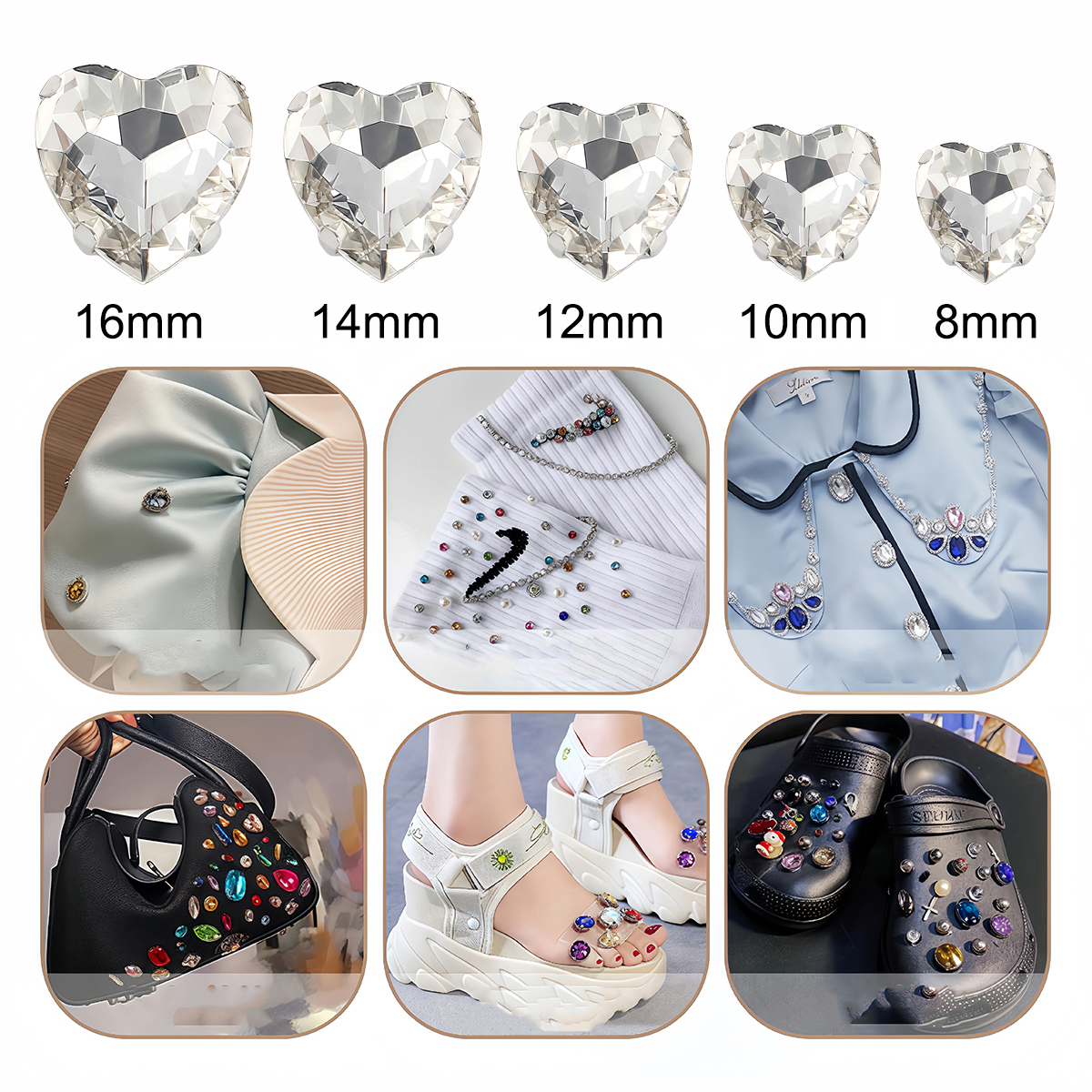 Heart Shape Glass Rhinestones  – обзор и цена Sew On Rhinestone