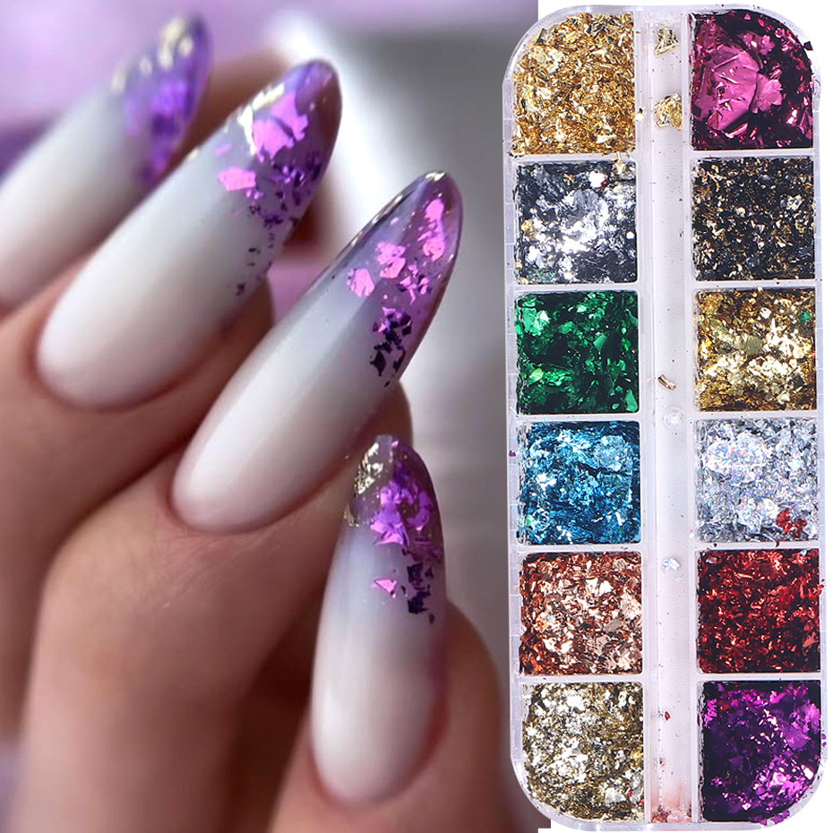12 Grids Golden Foils Nails Gl – обзор и цена Glitter Vinyl Roll