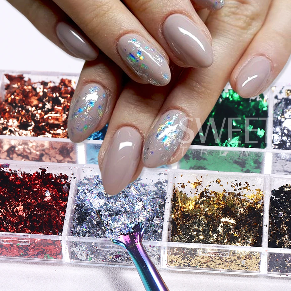 12 Grids Golden Foils Nails Gl – обзор и цена Glitter Vinyl Roll