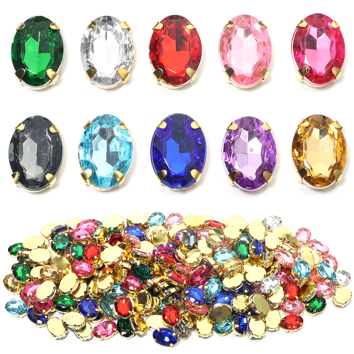 50pcs Gold Color Stainless Ste – обзор и цена Sew On Rhinestone