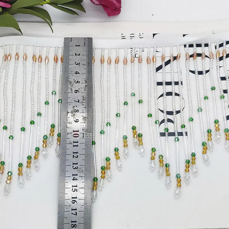 Glass Tube Fringe Tassel 16cm  – обзор и цена Beaded Trim Fringe