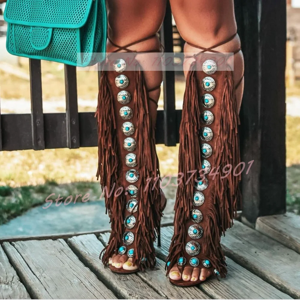 Tassels Open Toe Gems Knee Hig – обзор и цена Tassel Fringe Trim