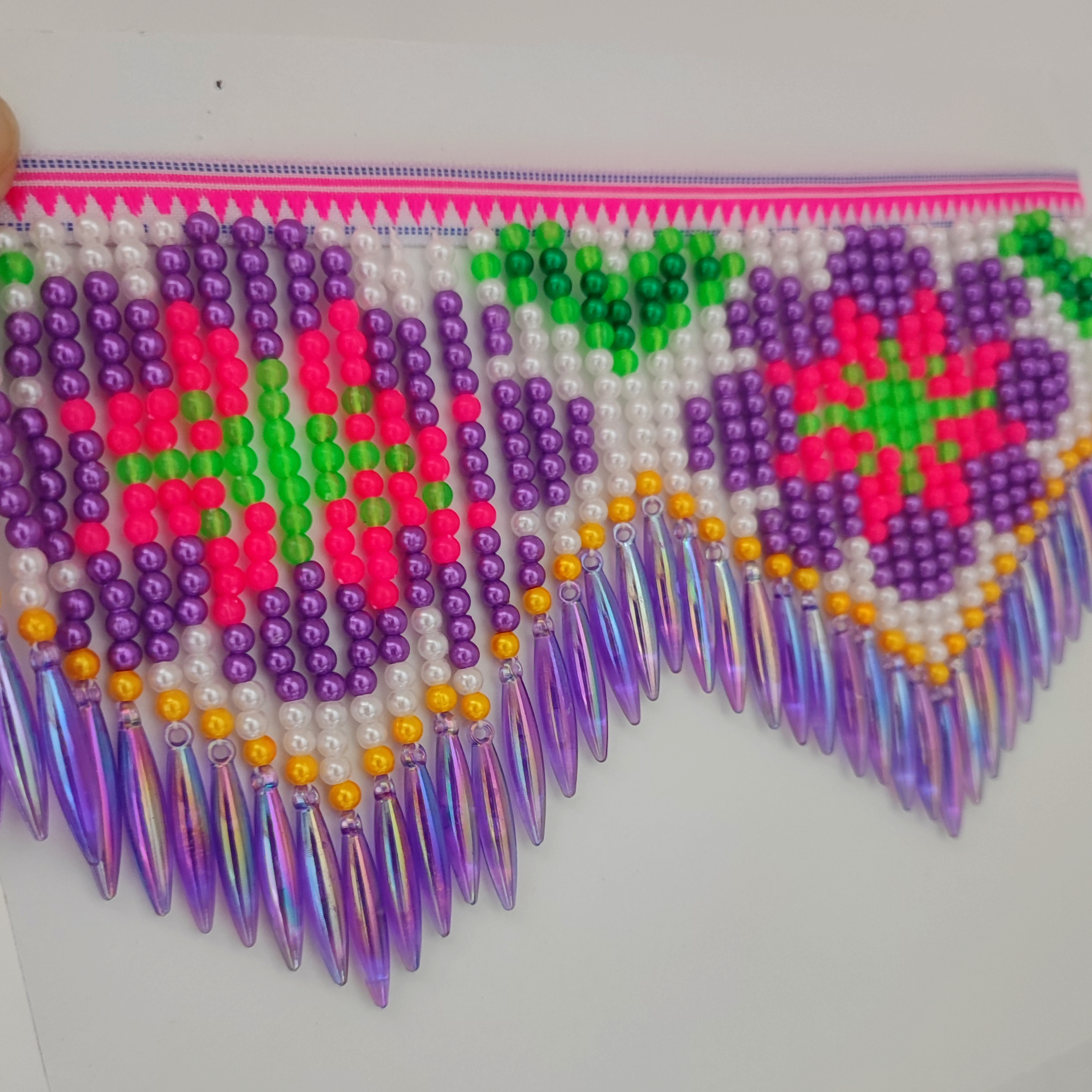 10cm Wide Purple Daisy Pattern – обзор и цена Beaded Trim Fringe