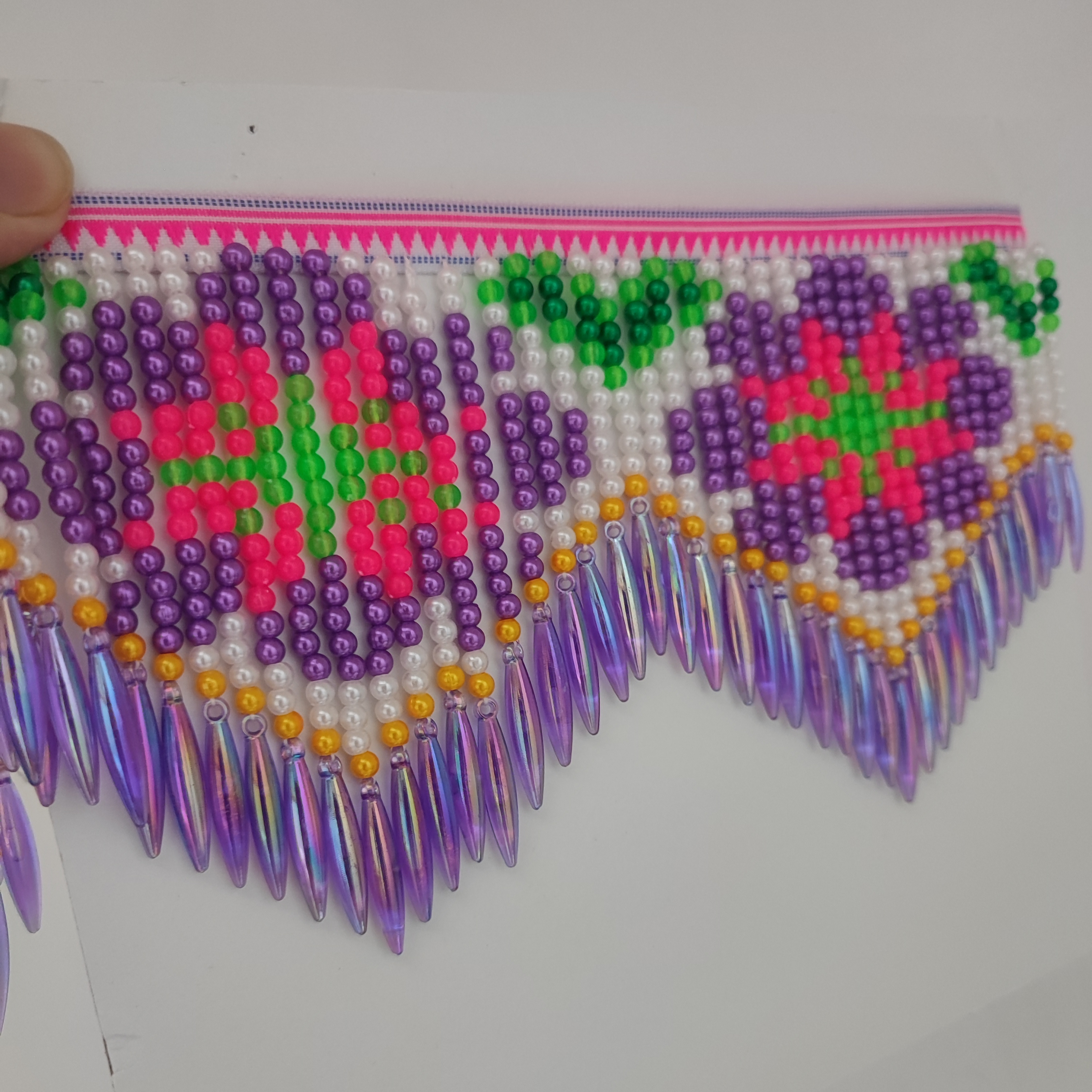 10cm Wide Purple Daisy Pattern – обзор и цена Beaded Trim Fringe