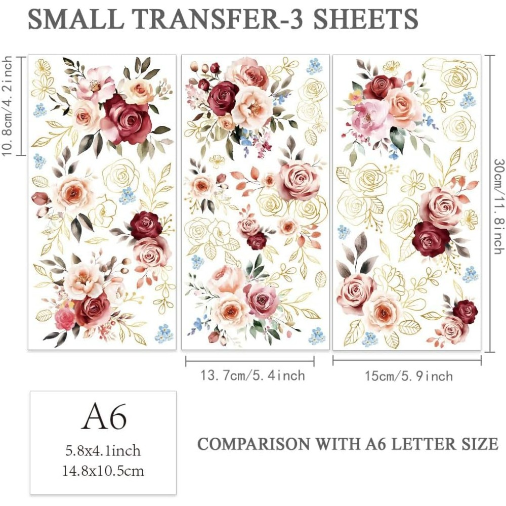 3pcs/Set Watercolor Roses Rub  – обзор и цена Embellishment Crafts