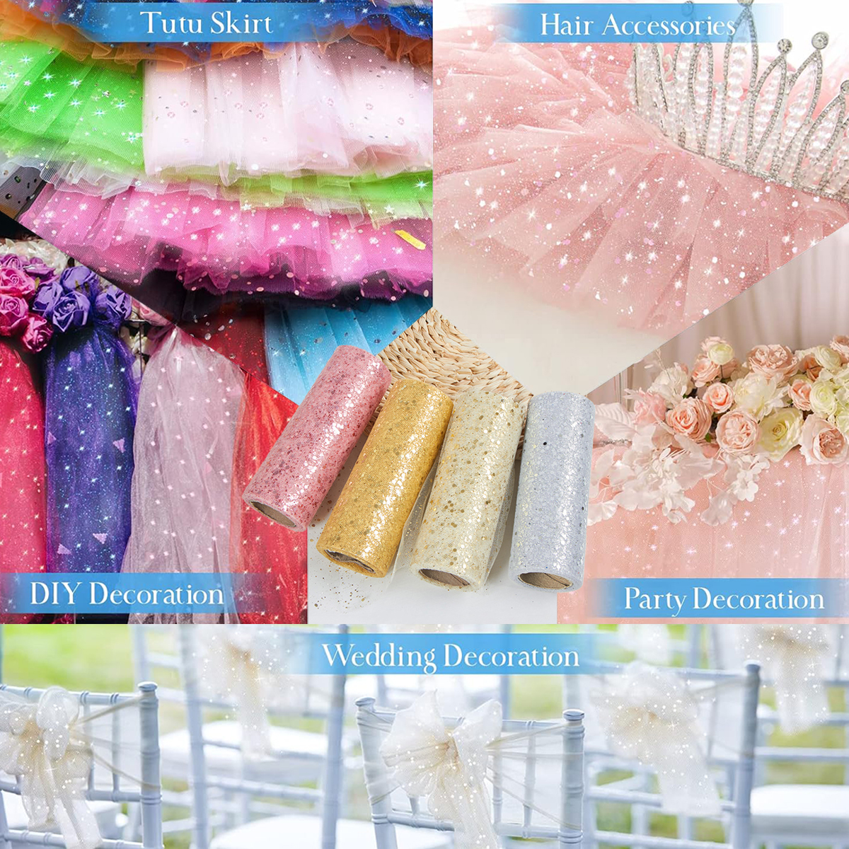Glitter Tulle Rolls Birthday P – обзор и цена Organza Ribbon Spool