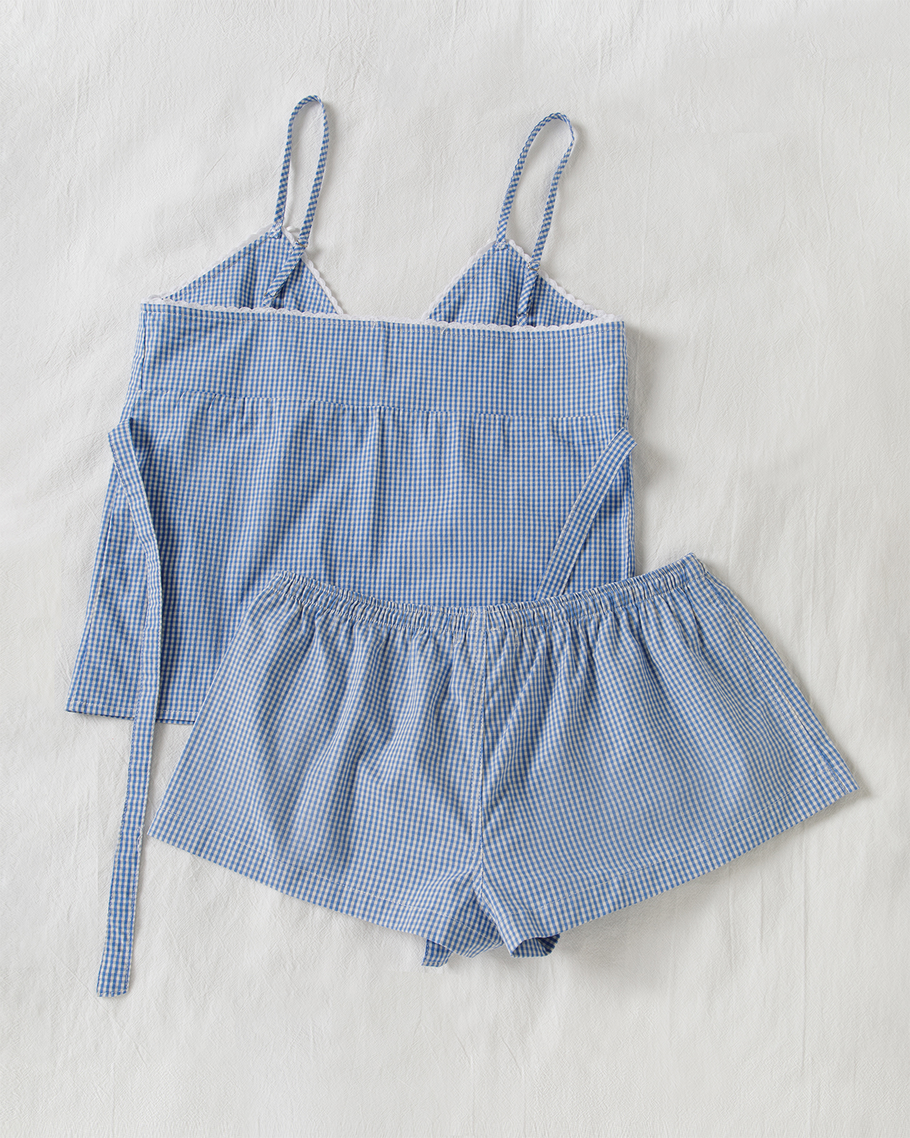Blue Plaid Shorts 2 Piece Set  – обзор и цена Elastic Lace Trim