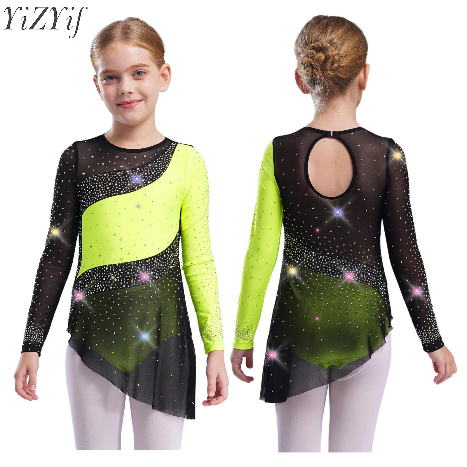 Kids Girls Ballet Leotard Dres – обзор и цена Rhinestone Banding Trim