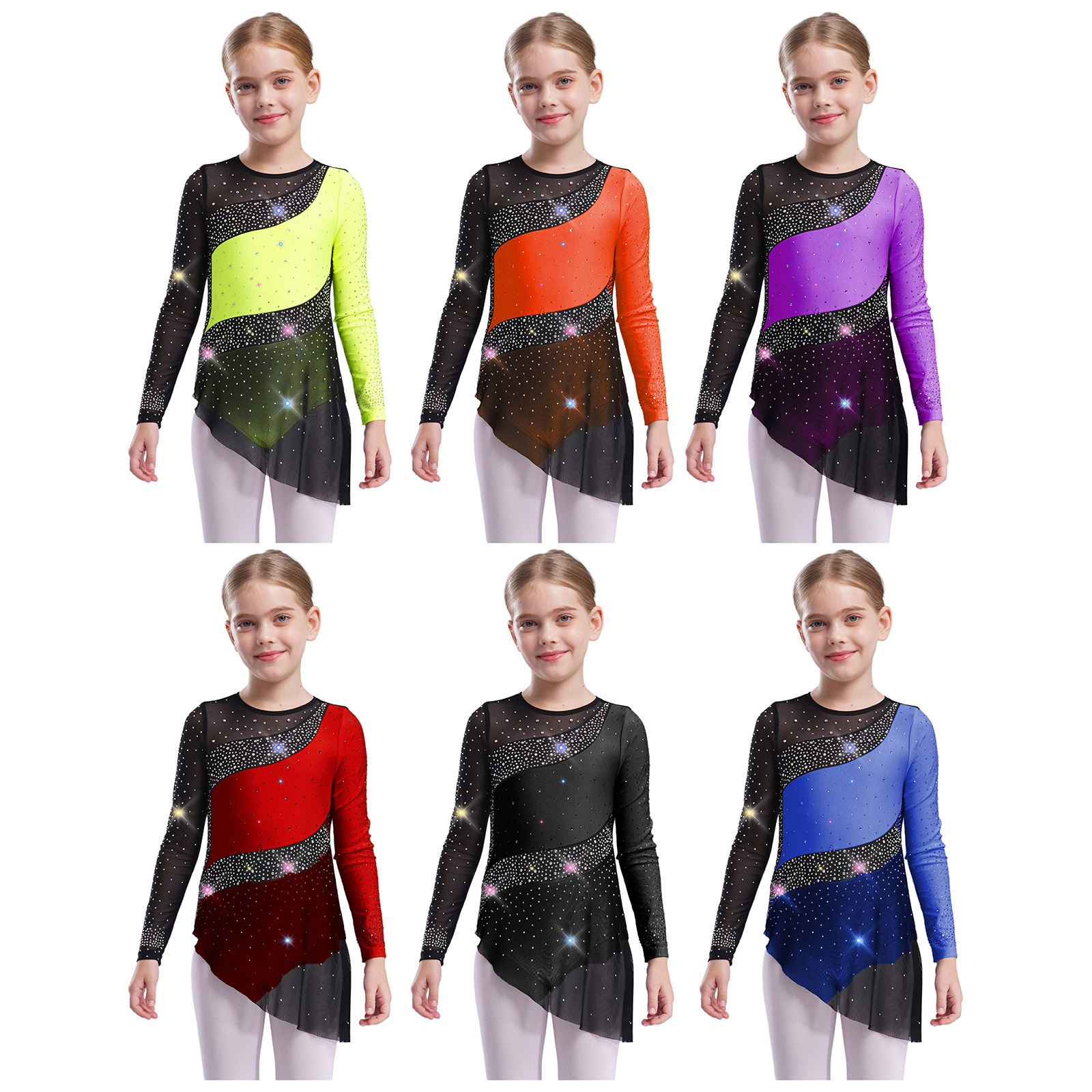Kids Girls Ballet Leotard Dres – обзор и цена Rhinestone Banding Trim