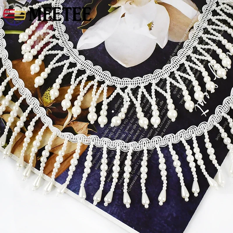 1/2Yards Pearl Beaded Tassel F – обзор и цена Beaded Trim Fringe