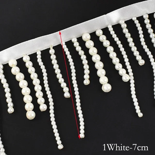 1/2Yards Pearl Beaded Tassel F – обзор и цена Beaded Trim Fringe
