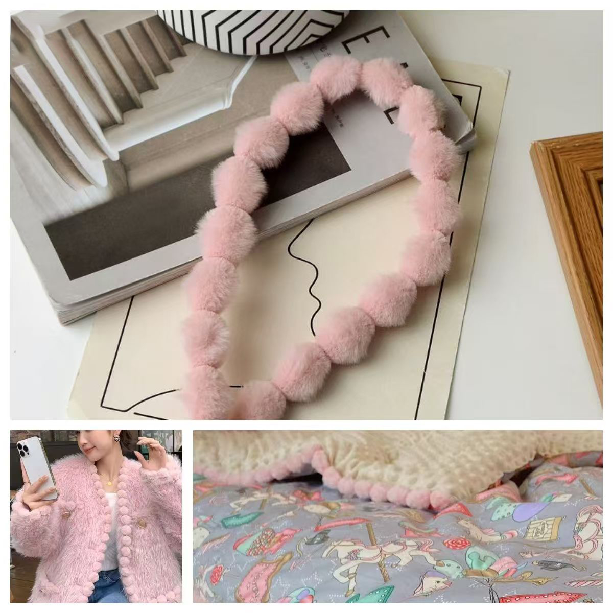 3cm Faux Rabbit Fur Pom Pom Ba – обзор и цена Fringe Ribbon Sewing