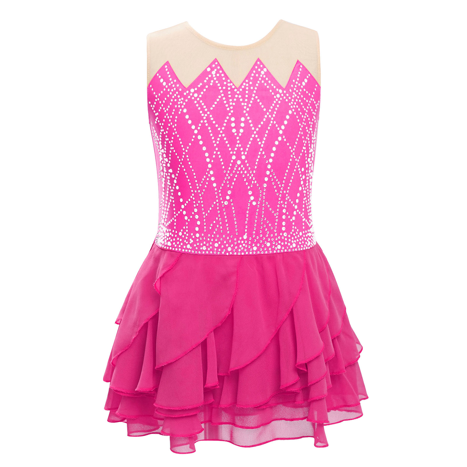 Girls Mesh Figure Skating Dres – обзор и цена Rhinestone Banding Trim
