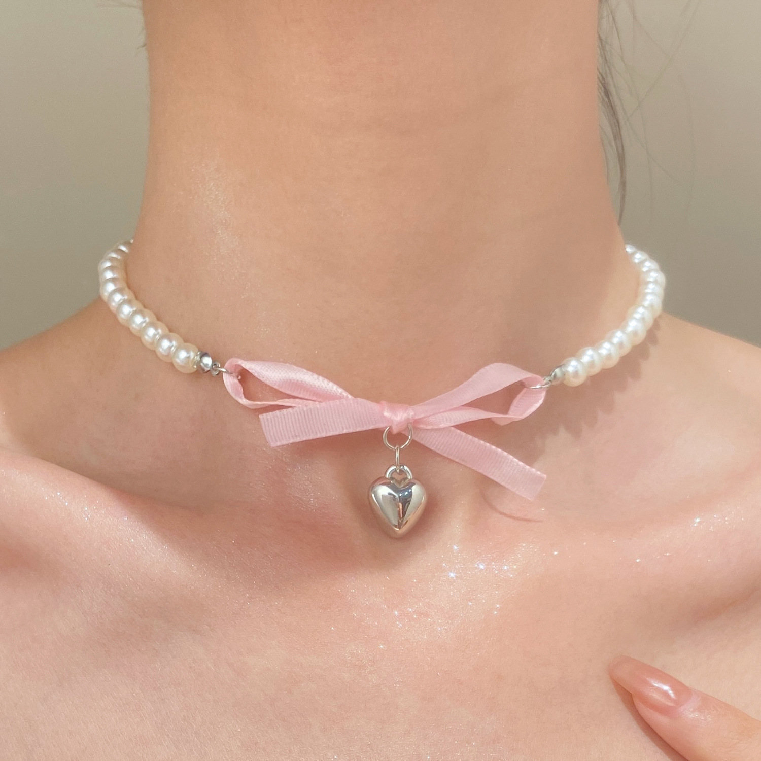 French Romantic Pink Bowknot H – обзор и цена Pearl Trim Chain